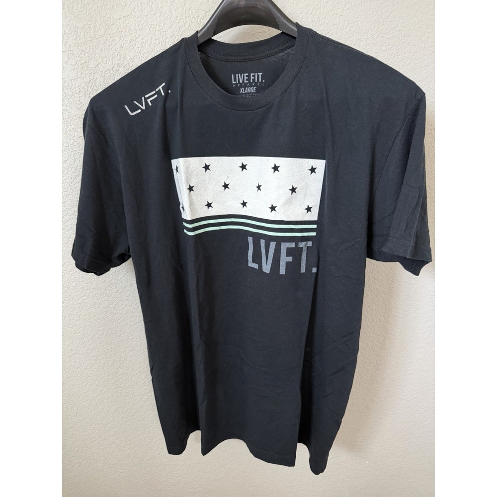 LIVE FIT. LVFT Logo Graphic Black XL Men's Regular Cotton Blend Crew T-Shirt